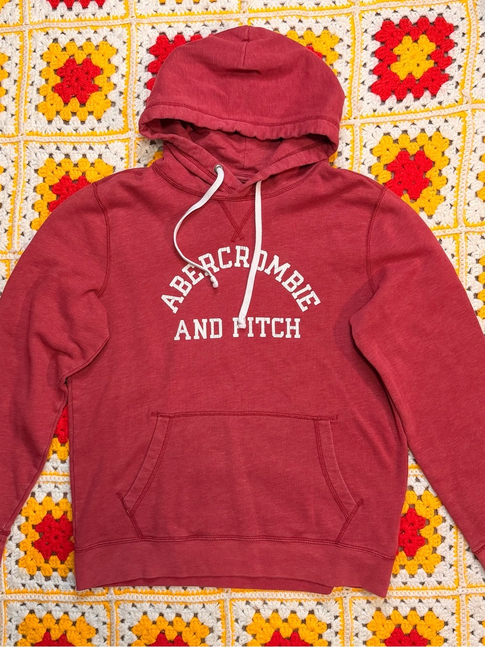 Abercrombie & Fitch Coral-Red Sweatshirt with Embossed Label